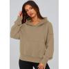 imagePRETTYGARDEN Womens 2025 Fall Hooded Sweatshirts Long Sleeve Half Zip Cropped Hoodies Pullover Winter Fashion ClothesStyle 2khaki