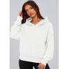 imagePRETTYGARDEN Womens 2025 Fall Hooded Sweatshirts Long Sleeve Half Zip Cropped Hoodies Pullover Winter Fashion ClothesStyle 2white