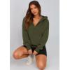 imagePRETTYGARDEN Womens 2025 Fall Hooded Sweatshirts Long Sleeve Half Zip Cropped Hoodies Pullover Winter Fashion ClothesStyle 3army Green
