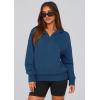 imagePRETTYGARDEN Womens 2025 Fall Hooded Sweatshirts Long Sleeve Half Zip Cropped Hoodies Pullover Winter Fashion ClothesStyle 3dark Blue