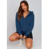 imagePRETTYGARDEN Womens 2025 Fall Hooded Sweatshirts Long Sleeve Half Zip Cropped Hoodies Pullover Winter Fashion ClothesStyle 3dark Blue