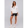 imagePRETTYGARDEN Womens 2025 Fall Hooded Sweatshirts Long Sleeve Half Zip Cropped Hoodies Pullover Winter Fashion ClothesWhite