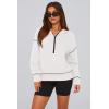 imagePRETTYGARDEN Womens 2025 Fall Hooded Sweatshirts Long Sleeve Half Zip Cropped Hoodies Pullover Winter Fashion ClothesWhite