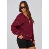 imagePRETTYGARDEN Womens 2025 Fall Hooded Sweatshirts Long Sleeve Half Zip Cropped Hoodies Pullover Winter Fashion ClothesWine Red