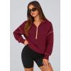 imagePRETTYGARDEN Womens 2025 Fall Hooded Sweatshirts Long Sleeve Half Zip Cropped Hoodies Pullover Winter Fashion ClothesWine Red