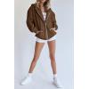 imagePRETTYGARDEN Womens 2025 Zip Up Y2K Hoodies Casual Long Sleeve Sweatshirts Fall Spring Track Jackets with PocketsBrown