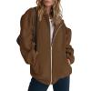 imagePRETTYGARDEN Womens 2025 Zip Up Y2K Hoodies Casual Long Sleeve Sweatshirts Fall Spring Track Jackets with PocketsBrown