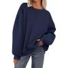 imagePRETTYGARDEN Crewneck Sweatshirt for Women Oversized Long Sleeve Pullover Tops Winter Fall Outfits 2025 Fashion ClothingNavy Blue