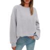 imagePRETTYGARDEN Sweatshirts for Women Oversized Crewneck Fleece Pullover Long Sleeve Tops Comfy 2025 Fall Winter Fashion OutfitsGrey