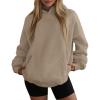 imagePRETTYGARDEN Womens Oversized Hoodies Fleece Hooded Sweatshirts Long Sleeve Pullover Tops 2025 Fall Outfits Winter ClothesKhaki