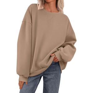 imagePRETTYGARDEN Crewneck Sweatshirt for Women Oversized Long Sleeve Pullover Tops Winter Fall Outfits 2025 Fashion ClothingCoffee