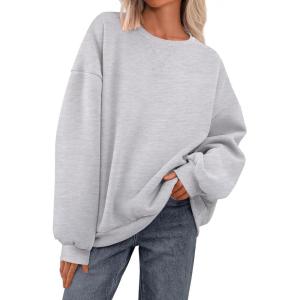 imagePRETTYGARDEN Crewneck Sweatshirt for Women Oversized Long Sleeve Pullover Tops Winter Fall Outfits 2025 Fashion ClothingGrey