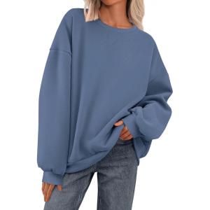 imagePRETTYGARDEN Crewneck Sweatshirt for Women Oversized Long Sleeve Pullover Tops Winter Fall Outfits 2025 Fashion ClothingGrey Blue