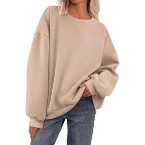 imagePRETTYGARDEN Crewneck Sweatshirt for Women Oversized Long Sleeve Pullover Tops Winter Fall Outfits 2025 Fashion ClothingKhaki