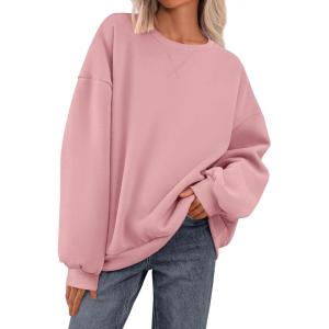 imagePRETTYGARDEN Crewneck Sweatshirt for Women Oversized Long Sleeve Pullover Tops Winter Fall Outfits 2025 Fashion ClothingPink
