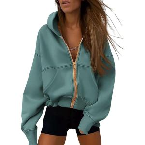 imagePRETTYGARDEN Hoodies for Women Sweatshirt Zip Up Hoodie Fall Fashion 2025 Trendy Long Sleeve Jackets Winter Clothing OutfitsSage Green