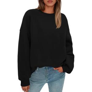 imagePRETTYGARDEN Sweatshirts for Women Oversized Crewneck Fleece Pullover Long Sleeve Tops Comfy 2025 Fall Winter Fashion OutfitsBlack