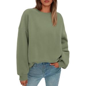 imagePRETTYGARDEN Sweatshirts for Women Oversized Crewneck Fleece Pullover Long Sleeve Tops Comfy 2025 Fall Winter Fashion OutfitsForest Green