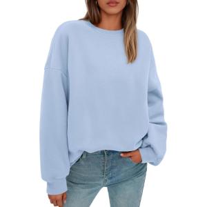 imagePRETTYGARDEN Sweatshirts for Women Oversized Crewneck Fleece Pullover Long Sleeve Tops Comfy 2025 Fall Winter Fashion OutfitsLight Blue
