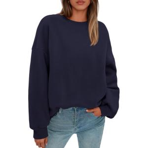 imagePRETTYGARDEN Sweatshirts for Women Oversized Crewneck Fleece Pullover Long Sleeve Tops Comfy 2025 Fall Winter Fashion OutfitsNavy Blue