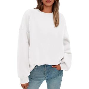 imagePRETTYGARDEN Sweatshirts for Women Oversized Crewneck Fleece Pullover Long Sleeve Tops Comfy 2025 Fall Winter Fashion OutfitsWhite