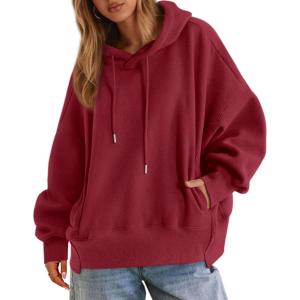 imagePRETTYGARDEN Womens 2025 Oversized Hoodies Sweatshirt Long Sleeve Loose Fit Going Out Tops Trendy Casual Fall Fashion OutfitsBurgundy