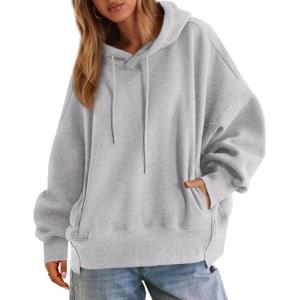 imagePRETTYGARDEN Womens 2025 Oversized Hoodies Sweatshirt Long Sleeve Loose Fit Going Out Tops Trendy Casual Fall Fashion OutfitsLight Grey