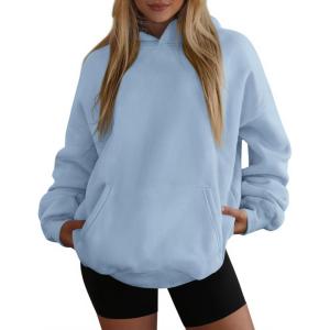 imagePRETTYGARDEN Womens Oversized Hoodies Fleece Hooded Sweatshirts Long Sleeve Pullover Tops 2025 Fall Outfits Winter ClothesLight Blue