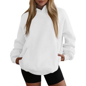imagePRETTYGARDEN Womens Oversized Hoodies Fleece Hooded Sweatshirts Long Sleeve Pullover Tops 2025 Fall Outfits Winter ClothesWhite