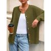 imagePRETTYGARDEN Fall Long Sleeve Cardigans for Women Trendy 2025 Open Front Winter Button Down Crewneck Soft Knit Sweater JacketArmy Green