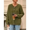 imagePRETTYGARDEN Fall Long Sleeve Cardigans for Women Trendy 2025 Open Front Winter Button Down Crewneck Soft Knit Sweater JacketArmy Green