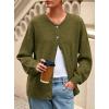 imagePRETTYGARDEN Fall Long Sleeve Cardigans for Women Trendy 2025 Open Front Winter Button Down Crewneck Soft Knit Sweater JacketArmy Green