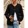 imagePRETTYGARDEN Fall Long Sleeve Cardigans for Women Trendy 2025 Open Front Winter Button Down Crewneck Soft Knit Sweater JacketBlack