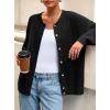 imagePRETTYGARDEN Fall Long Sleeve Cardigans for Women Trendy 2025 Open Front Winter Button Down Crewneck Soft Knit Sweater JacketBlack