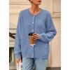 imagePRETTYGARDEN Fall Long Sleeve Cardigans for Women Trendy 2025 Open Front Winter Button Down Crewneck Soft Knit Sweater JacketBlue