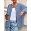 imagePRETTYGARDEN Fall Long Sleeve Cardigans for Women Trendy 2025 Open Front Winter Button Down Crewneck Soft Knit Sweater JacketBlue
