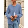 imagePRETTYGARDEN Fall Long Sleeve Cardigans for Women Trendy 2025 Open Front Winter Button Down Crewneck Soft Knit Sweater JacketBlue