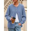imagePRETTYGARDEN Fall Long Sleeve Cardigans for Women Trendy 2025 Open Front Winter Button Down Crewneck Soft Knit Sweater JacketBlue