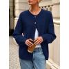 imagePRETTYGARDEN Fall Long Sleeve Cardigans for Women Trendy 2025 Open Front Winter Button Down Crewneck Soft Knit Sweater JacketDark Blue