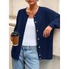 imagePRETTYGARDEN Fall Long Sleeve Cardigans for Women Trendy 2025 Open Front Winter Button Down Crewneck Soft Knit Sweater JacketDark Blue