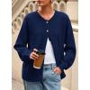 imagePRETTYGARDEN Fall Long Sleeve Cardigans for Women Trendy 2025 Open Front Winter Button Down Crewneck Soft Knit Sweater JacketDark Blue