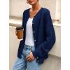 imagePRETTYGARDEN Fall Long Sleeve Cardigans for Women Trendy 2025 Open Front Winter Button Down Crewneck Soft Knit Sweater JacketDark Blue