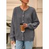 imagePRETTYGARDEN Fall Long Sleeve Cardigans for Women Trendy 2025 Open Front Winter Button Down Crewneck Soft Knit Sweater JacketGrey