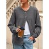 imagePRETTYGARDEN Fall Long Sleeve Cardigans for Women Trendy 2025 Open Front Winter Button Down Crewneck Soft Knit Sweater JacketGrey