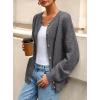 imagePRETTYGARDEN Fall Long Sleeve Cardigans for Women Trendy 2025 Open Front Winter Button Down Crewneck Soft Knit Sweater JacketGrey