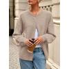 imagePRETTYGARDEN Fall Long Sleeve Cardigans for Women Trendy 2025 Open Front Winter Button Down Crewneck Soft Knit Sweater JacketLight Khaki