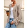 imagePRETTYGARDEN Fall Long Sleeve Cardigans for Women Trendy 2025 Open Front Winter Button Down Crewneck Soft Knit Sweater JacketLight Khaki