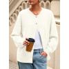 imagePRETTYGARDEN Fall Long Sleeve Cardigans for Women Trendy 2025 Open Front Winter Button Down Crewneck Soft Knit Sweater JacketWhite