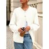 imagePRETTYGARDEN Fall Long Sleeve Cardigans for Women Trendy 2025 Open Front Winter Button Down Crewneck Soft Knit Sweater JacketWhite