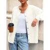 imagePRETTYGARDEN Fall Long Sleeve Cardigans for Women Trendy 2025 Open Front Winter Button Down Crewneck Soft Knit Sweater JacketWhite